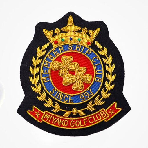 Golf club Blazer Badges - Hand embroidered Bullion wire on felt - Bullion blazer embroidered patches 16