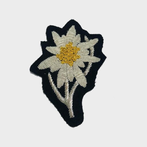 Edelweiss Flower Bullion Embroidered Crest , Sew-on Applique Patch - Edelweiss Flower