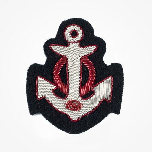 Red Circle Silver Anchor hand embroidered Brooch Pin Patch - anchor 12 1