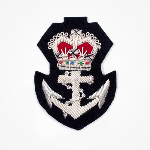 Silver Bullion Anchor with Crown Embroidered Blazer Crests - anchor 7 1