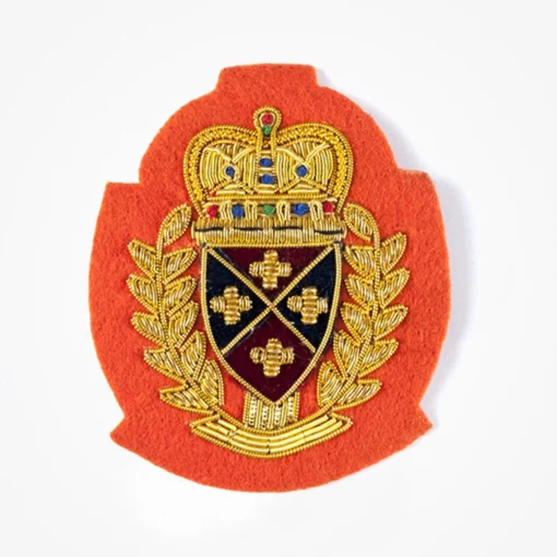 OL Gold Bullion wire Blazer Pocket Crest Patch on orange felt - bullion blazer crest 2